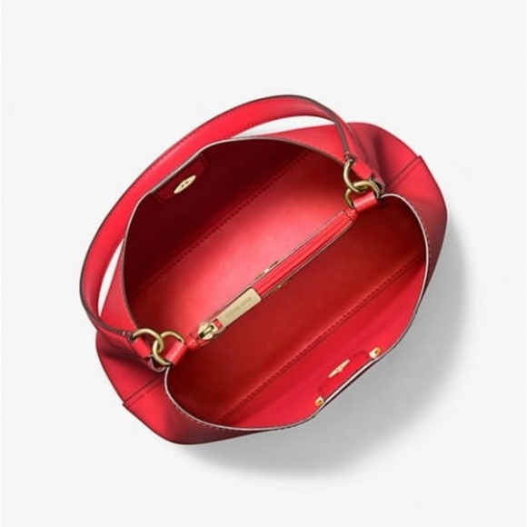NWT Michael Kors Red Pratt Medium Shoulder Bag - Picture 2 of 4